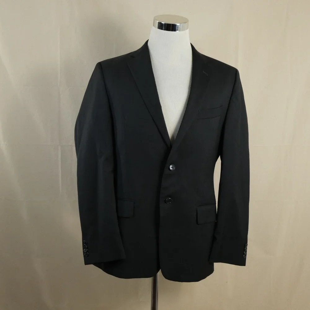 Joseph Abboud 40R Slim Fit Sport Coat 100% Wool Black Two Button Double Vented